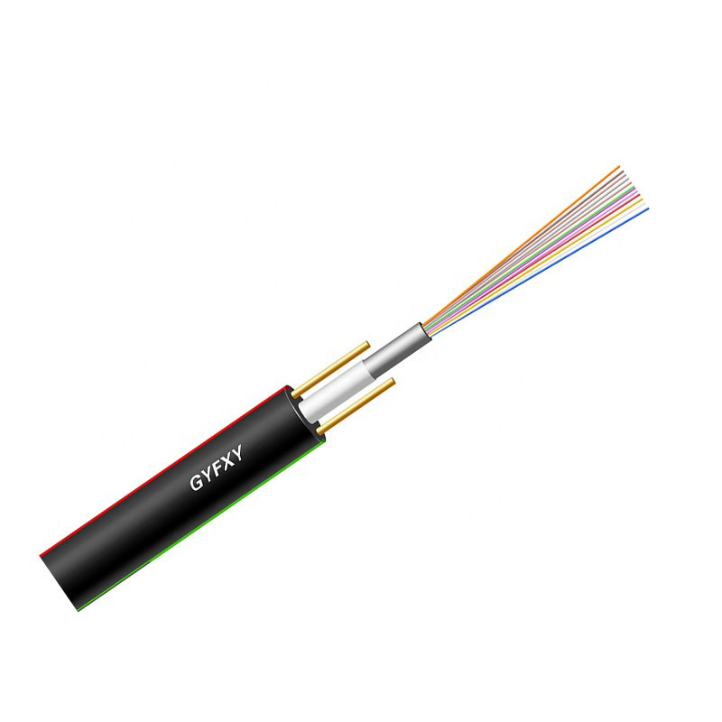Buy cheap GYFXY FTTH Figure 8 2-12 Core Multimode Fiber Optic Cable Overhead PE Outer Sheath product