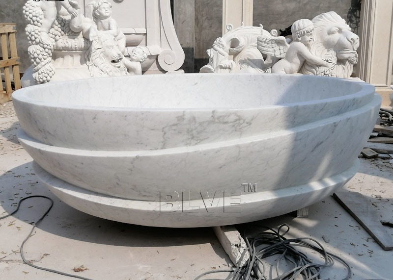 Buy cheap Carrara Marble Bathtub White Solid Bath Tub Natural Stone Round Handmade European Style product