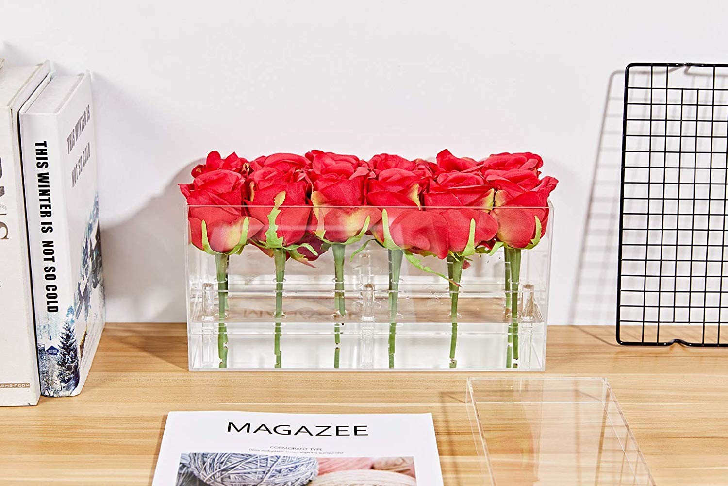 Buy cheap Waterproof Everlasting Roses Acrylic Box Daily Decoration For 25 Roses product