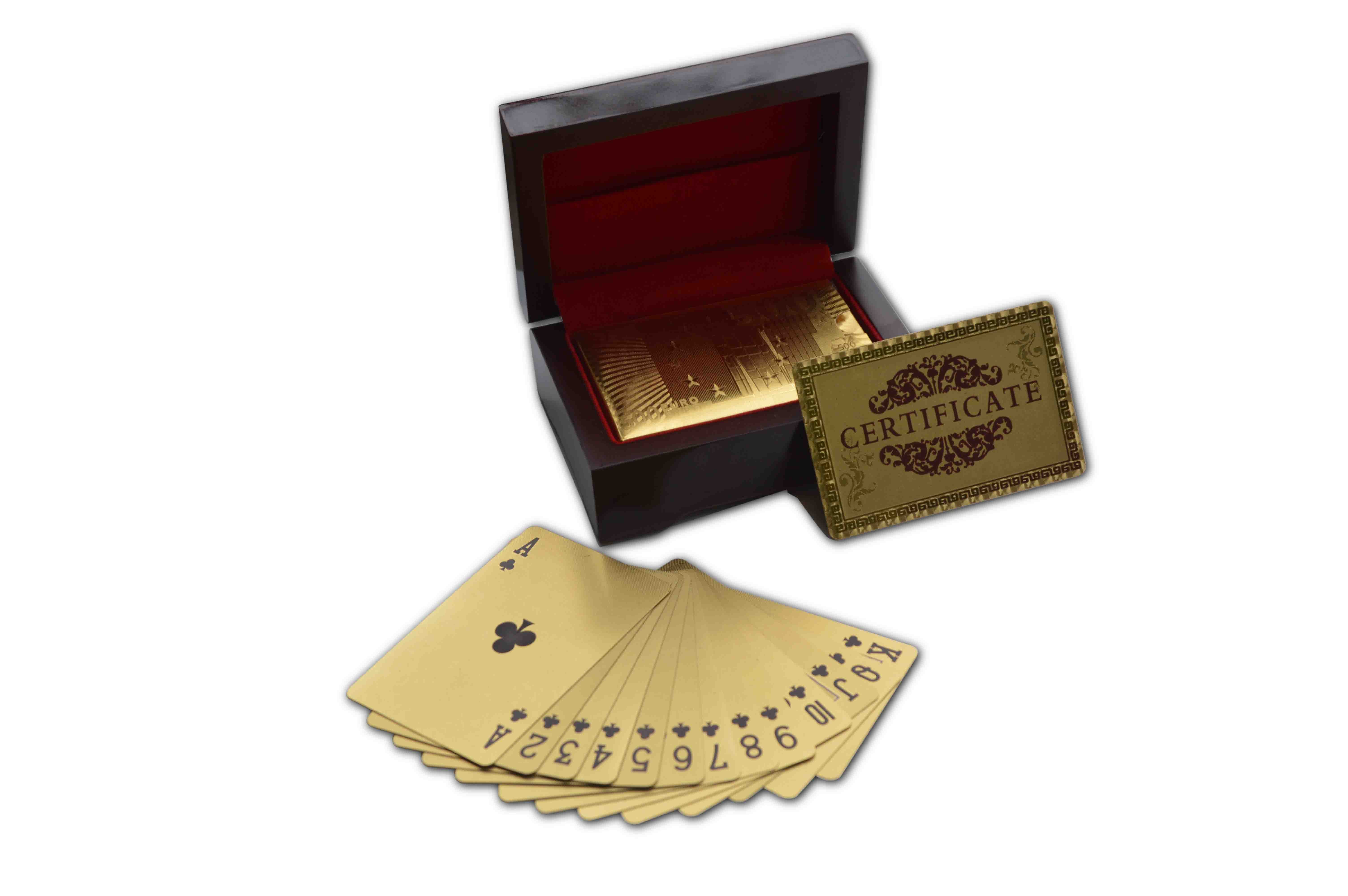 China Novelty Custom Playing Cards Gold Playing Cards Wooden Box For Gift on sale