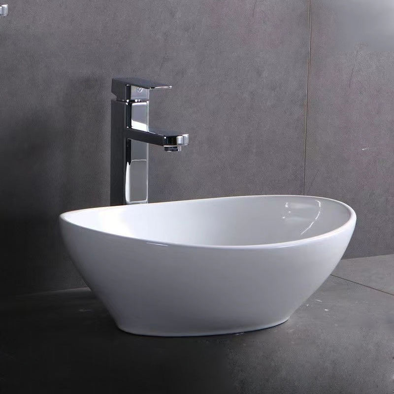 White Vessel Sink Table Top Bathroom Ceramic Sanitary Wares Art Wash Basin