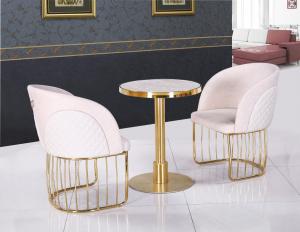 China 60cm Gold Metal Frame Small White Marble Coffee Table on sale
