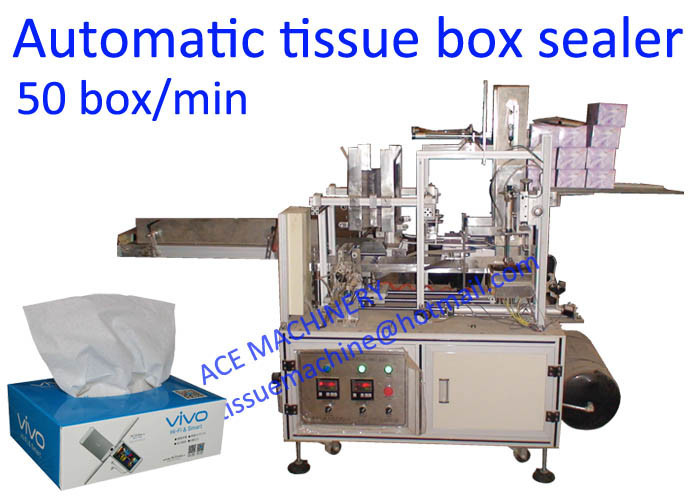China 50 Box / Min Facial Tissue Paper Box Packing Machine on sale