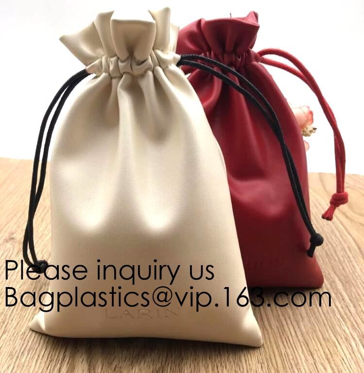 Buy cheap Soft Offwhite and Red PU Leather Bag For Packaging,Custom Pink Brown Faux Leather Drawstring Pouch Faux Leather Jewelry product