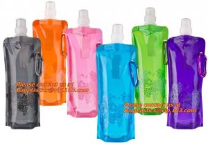 Buy cheap Spouted flexible foldable water bag with carabiner for running, flexible printing and lami product