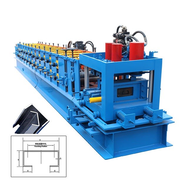 Buy cheap 15T CZ Purlin Roll Forming Machine 90mm Roller Hydraulic Punching product