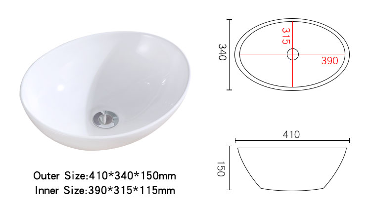 White Vessel Sink Table Top Bathroom Ceramic Sanitary Wares Art Wash Basin