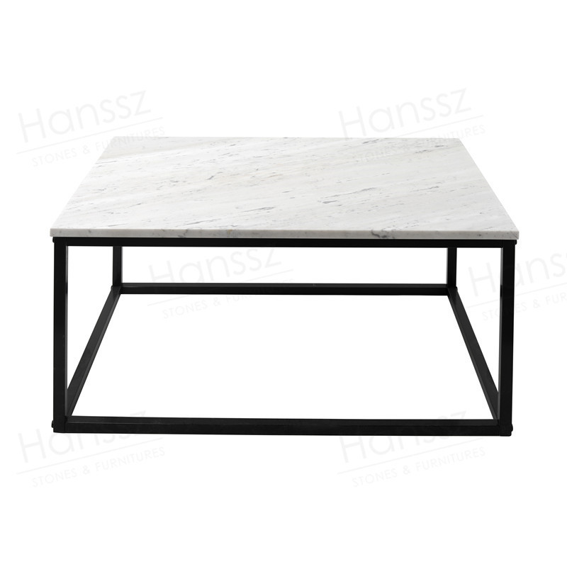 China CT152 A Solitude rectangular white marble coffee table titanium black metal Italy Carrara White on sale