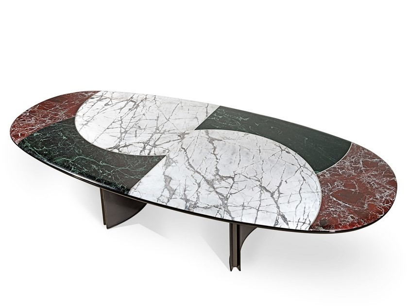 China JASON Modern Dining Room Tables With Unique Oval Marble Top Composed on sale