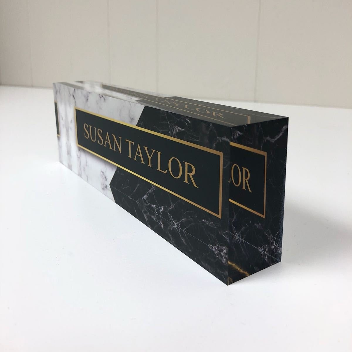 Buy cheap Black Desk Laser Cut Acrylic Name Plate For Company Display product