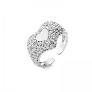 China Heart Shape 925 Sterling Silver Rings Micro Pave CZ Cubic Zirconia Engagement Rings on sale