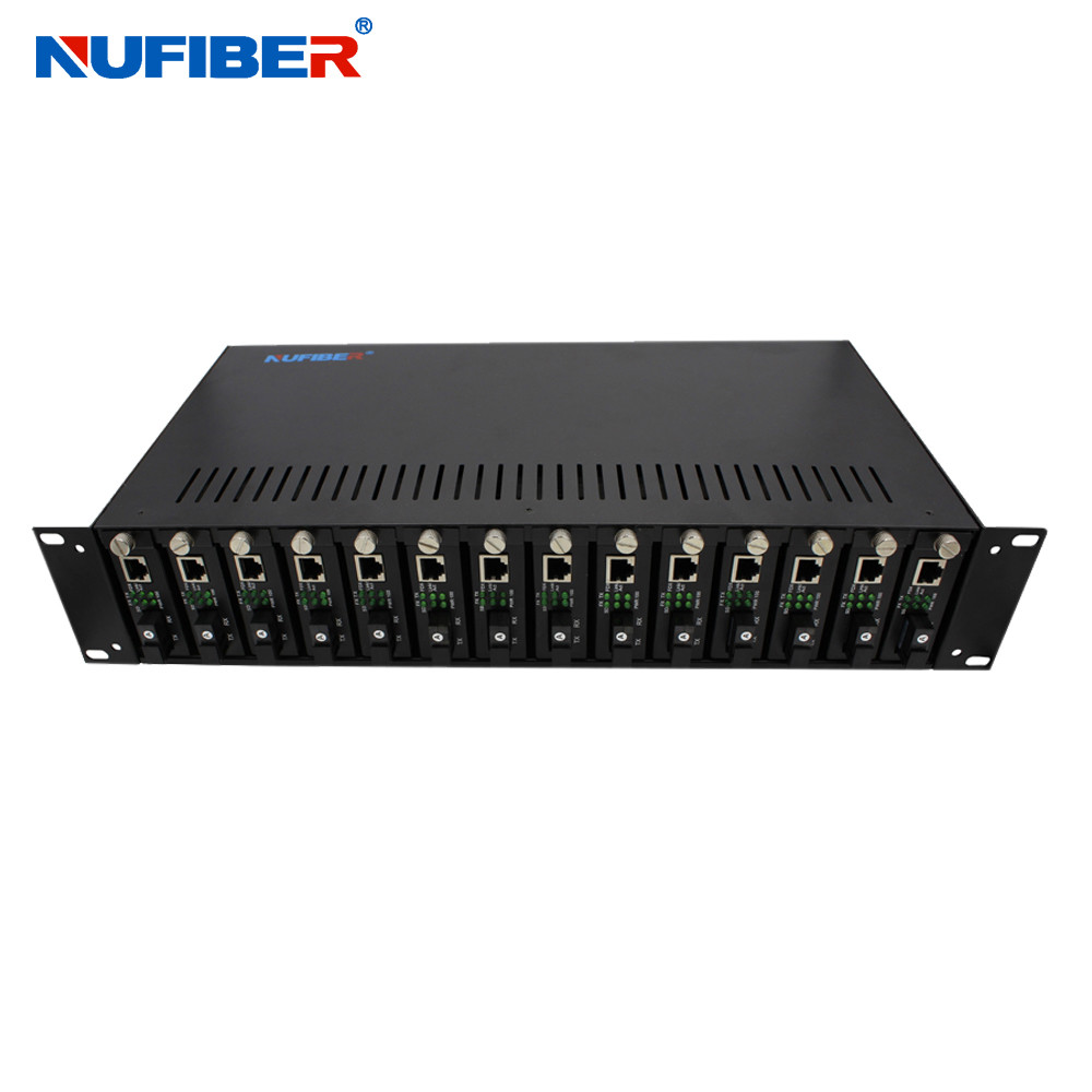 Buy cheap Fiber Media Converter Chassis Accessories 19''2U 14slots Media Converter Rack Mount Chassis 2 Power Supply product