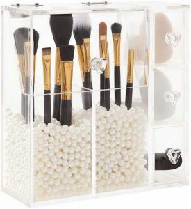 Buy cheap Non Toxic Acrylic Dust Cover Clear Acrylic Makeup Organizer With Brush Holder product