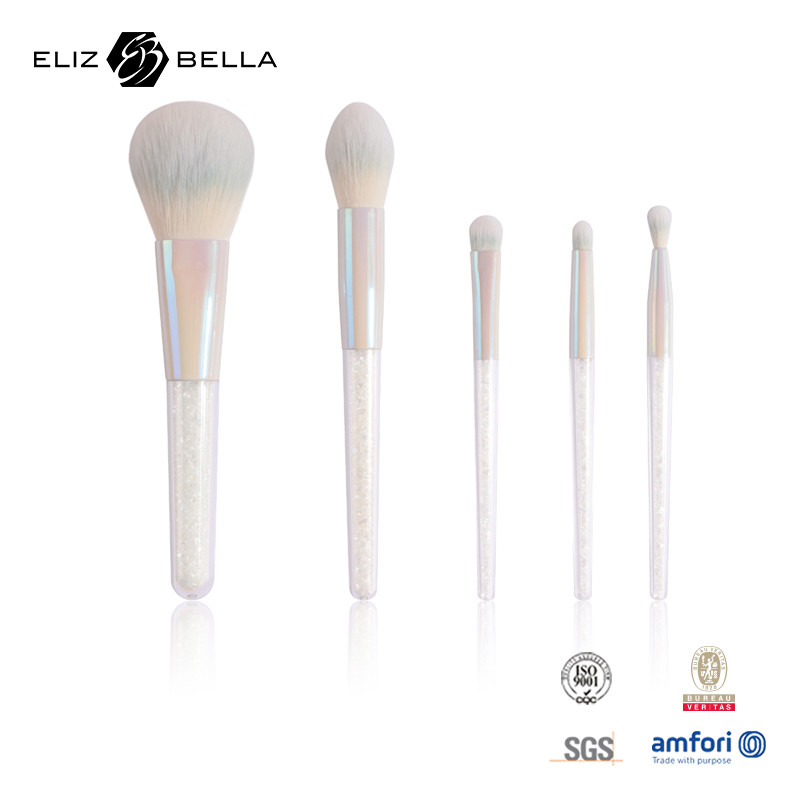 Buy cheap 5pcs Travel Makeup Brush Set With Nylon Hair Aluminium Ferrule OEM product