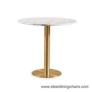China Furniture Restaurant Round SGS ss201 White Marble Top Coffee Table on sale