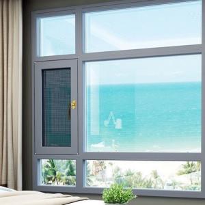 Buy cheap Double Glazed Aluminum Swing Tilt And Turn Window Deep Grey Frame With Mesh product