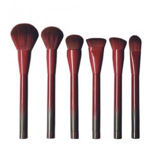 China Wine Red Face Makeup Brush Kit , Loose Powder Contour Foundation Brush Set on sale