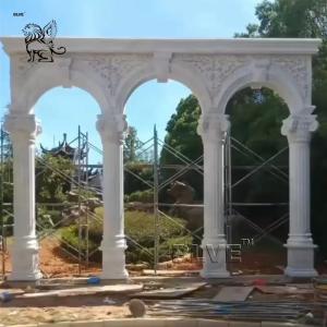 Buy cheap White Marble Porch Pillar Natural Stone Roman Greek Columns Outdoor Garden Decorative European Style Design product