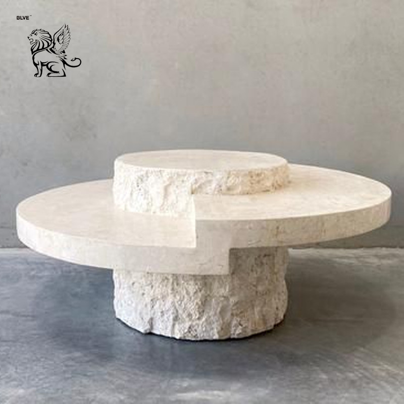 China Marble Coffee Table Living Room Beige Travertine Natural Stone Home Furniture Nordic Modern Design on sale