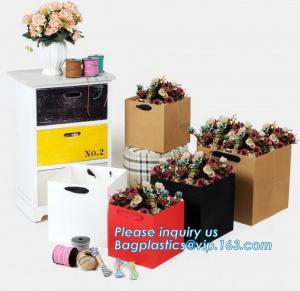 Buy cheap flower carrier bag for gift, paper bag for carry flower,Waterproof white Kraft paper flower bag for packing with ribbon product