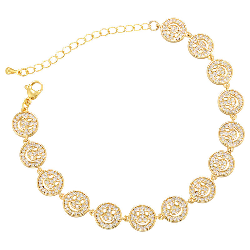 China Zircon Smiley Face Gold Necklace on sale