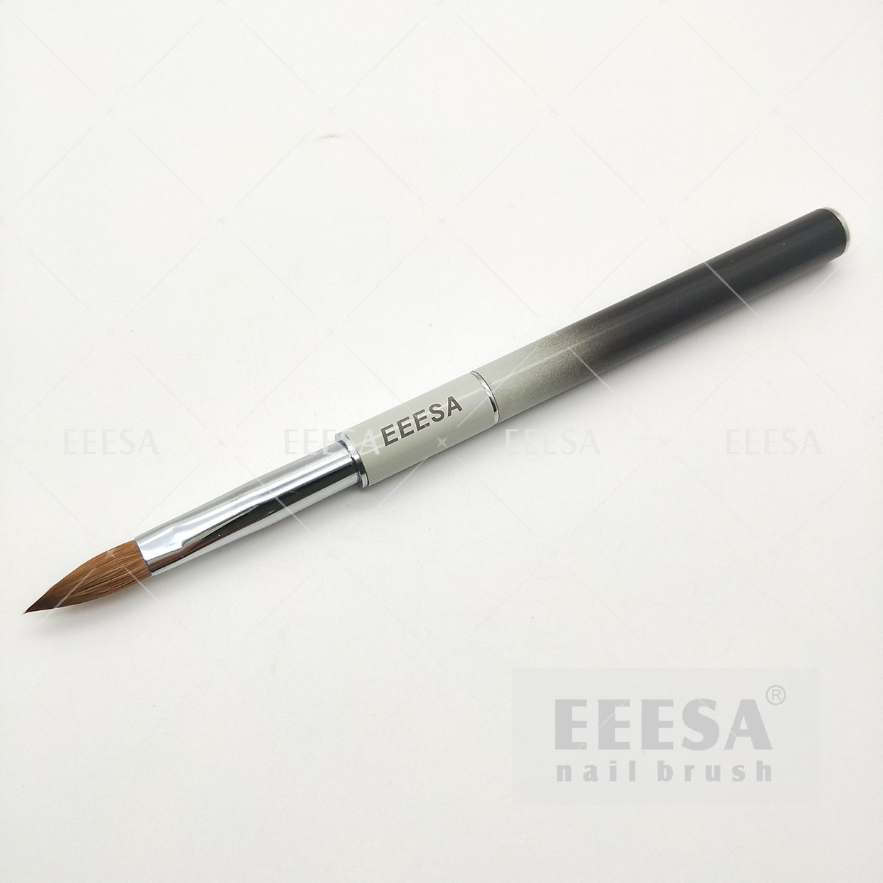 Buy cheap Pointy Acrylic Nail Brush Grey Black Ombre Color Silver Ferrule No Deformation product