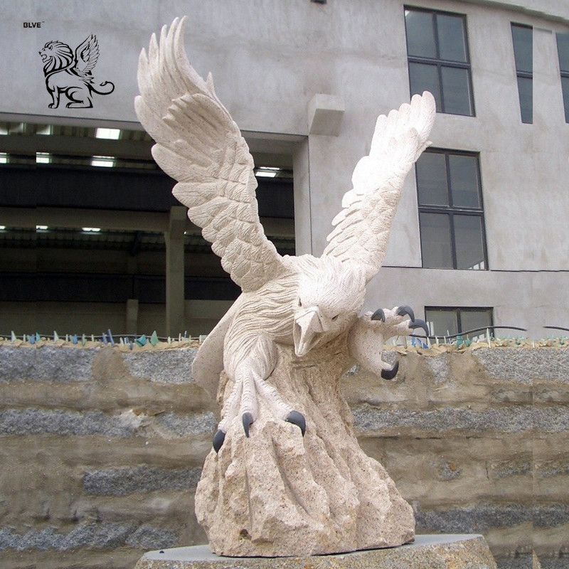 Buy cheap BLVE White Marble Eagle Statues Stone Garden Animal Hawk Sculpture Large Home Decor Outdoor product
