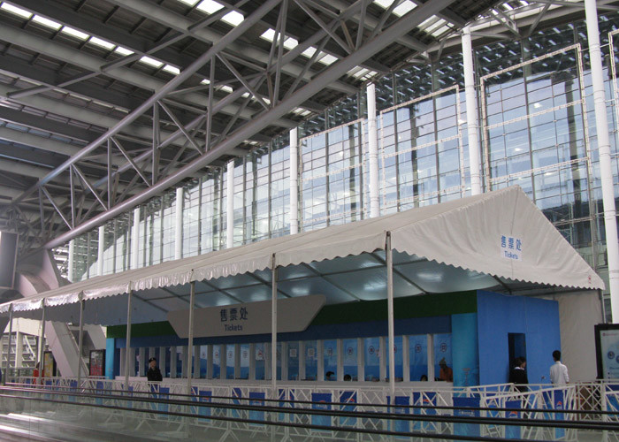 Buy cheap Double Coated PVC Fabric White Canopy Tent Waterproof 100km/H For Canton Fair product