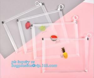 Buy cheap Custom Packaging Clear PVC Jelly Bag with Plastic Slider k PVC Storage Cosmetics Packing Bag, white logo small pla product