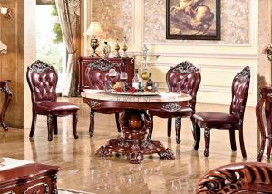 China wood round carved marble top dining room table on sale