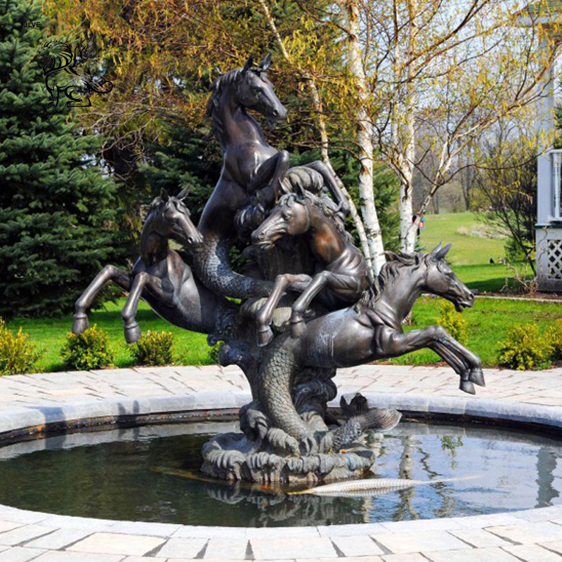 Buy cheap BLVE Life Size Fishtail Horse Bronze Pool Water Fountain Metal Animal Yard Fountains Home Outdoor Garden Decorative product