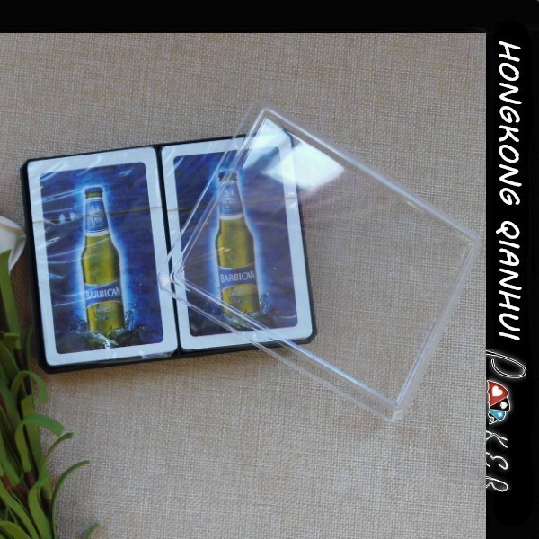 China CUSTOM PLASTIC PLAYING CARDS IN PLASTIC BOX FOR  BEER ADVERTISING PURPOSE on sale