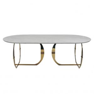 China Modern Stainless Steel 160KG White Marble Top Dining Table on sale