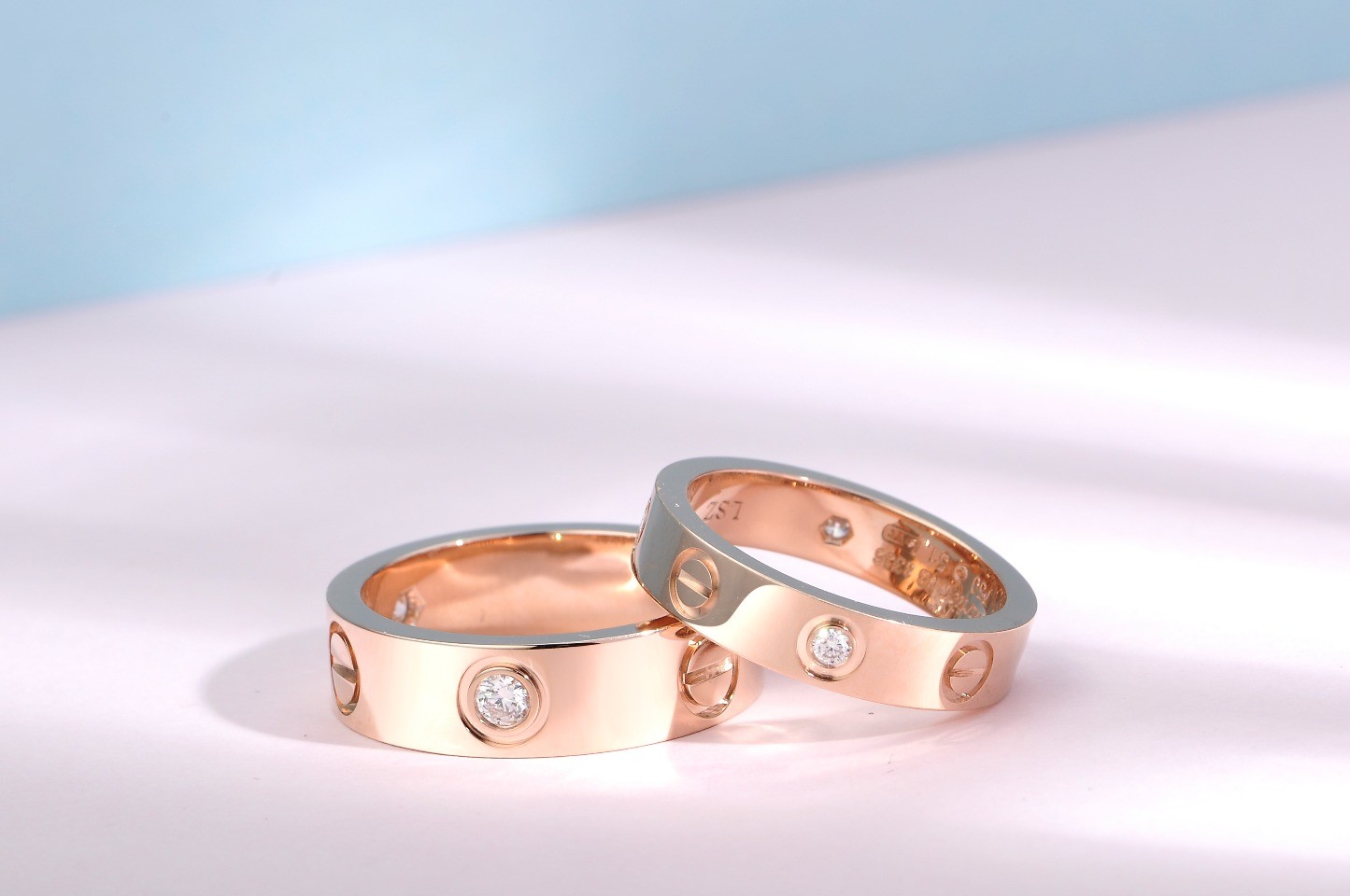 Buy cheap 0.24ct Hk Setting Jewelry Diamond Carat Vs2 Stone Clarity Love Rings 18k Rose Gold product