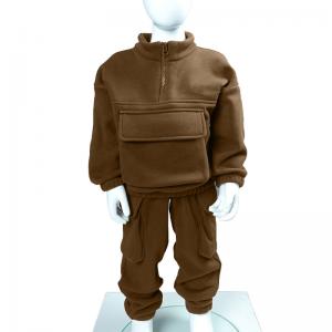 China Half Zipper Fleece Tracksuit Set 300gsm Toddlers Winter Warm Sweatshirt With 3D Pockets Sweatpants Kids Jogger Set on sale