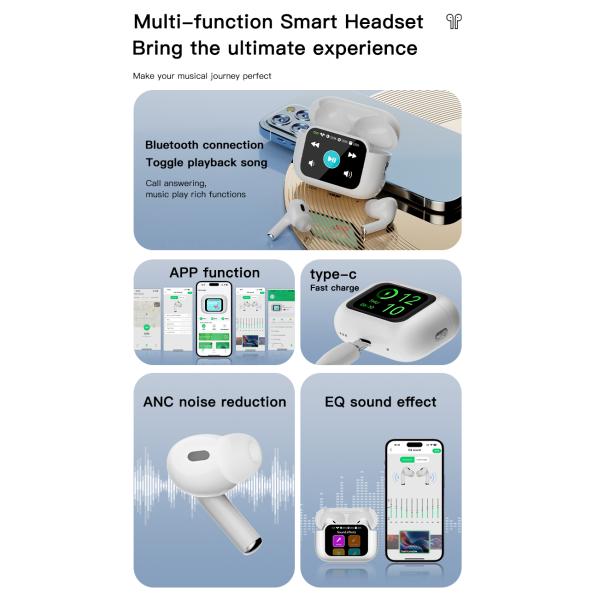 WT-9 Touch Screen Bluetooth Wireless Earphones Rechargeable APP Control