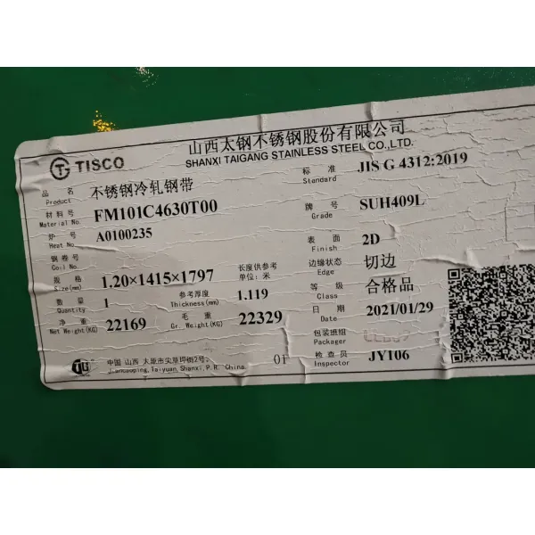 409L Stainless Steel Coil Strip - Cold Rolled, Corrosion Resistant with Polished Surface for Decoration Construction