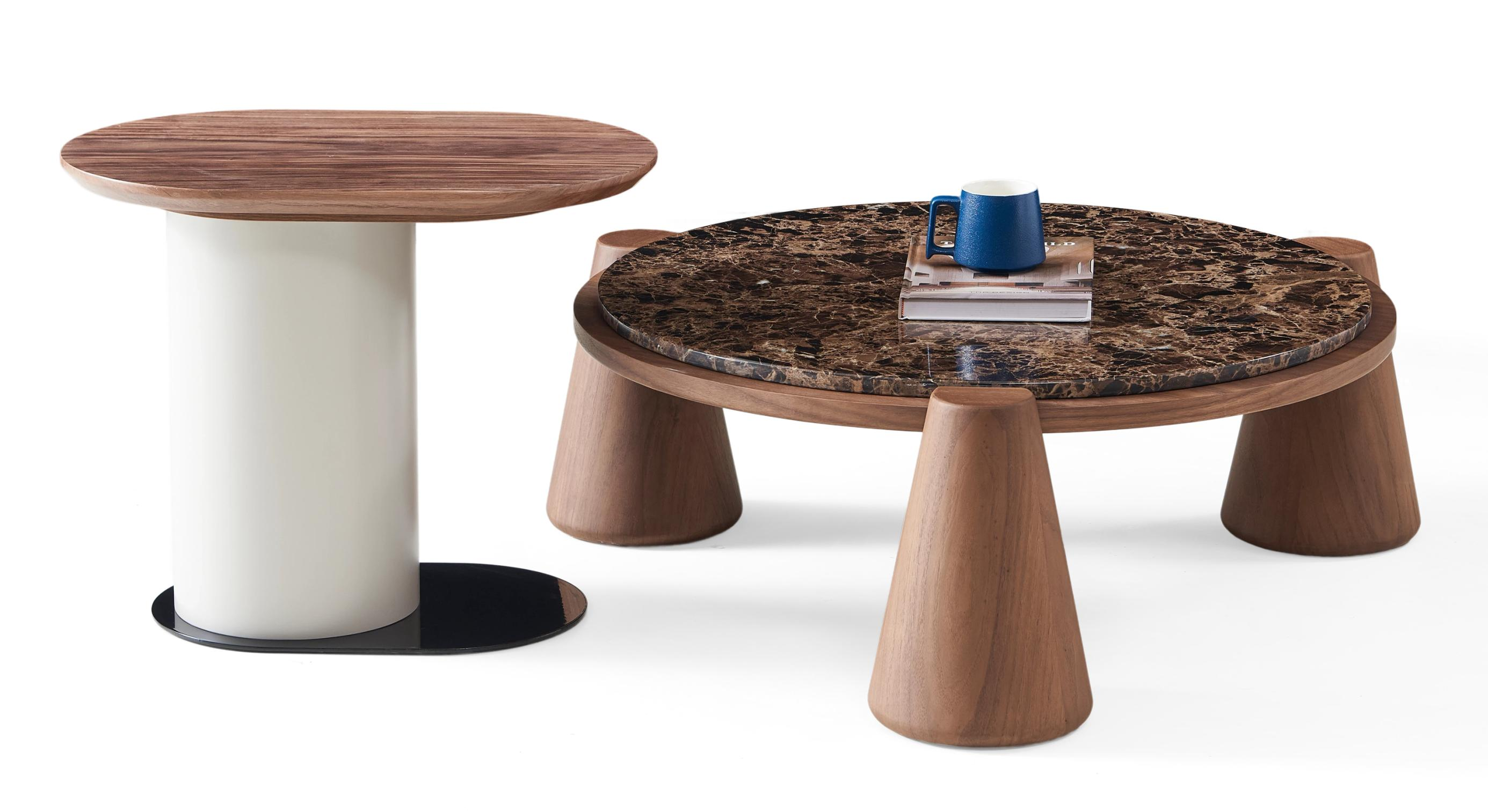 Black Walnut Marble Coffee Table Flexible Combination Side Table Set