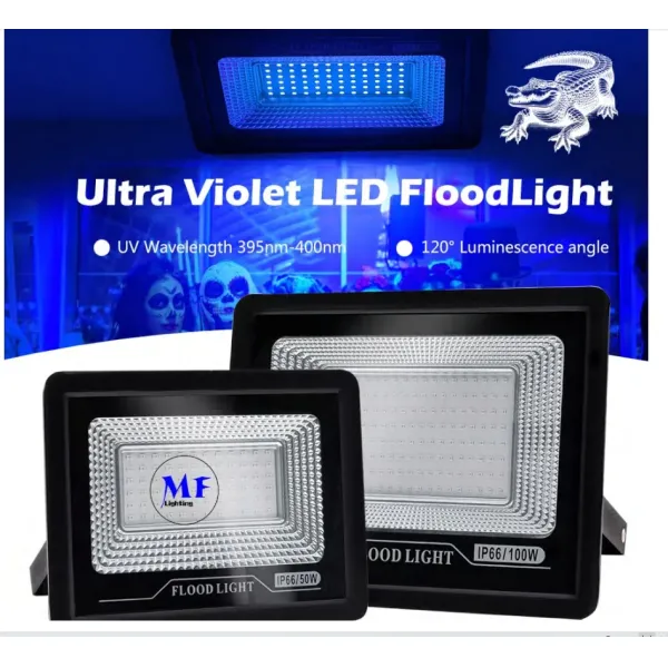 Highly Efficient 50W IP66 Non-Dimmable 180° Adjustable UVA 395-400nm LED Party Entertainment UV Curing Flood Light for Fast Resin Ink Curing