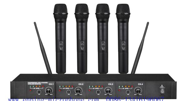 Quality LS-6044 PRO 4-channels UHF wireless microphone system with 4 MICS / mikrofon / Module design / rechargeable for sale
