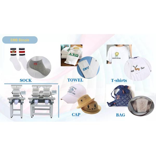 Two 2 Head T Shirt And Hat Embroidery Machine 15 Needles Commercial