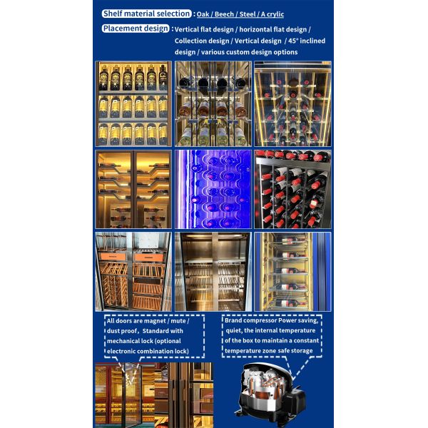 Wine cabinet door open showing storage capacity
