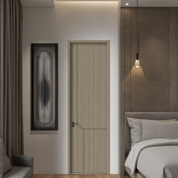 Modern Minimalist Solid Wood Bathroom Door Finished Surface Modern Bedroom Door