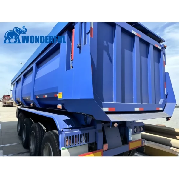 Full Compact Tractor 3 Axle Enclosed Rear Covered Construction Mining Engineering Hydraulic Fluid Open Top Dump Custom Heavy Duty Tipper Trailer