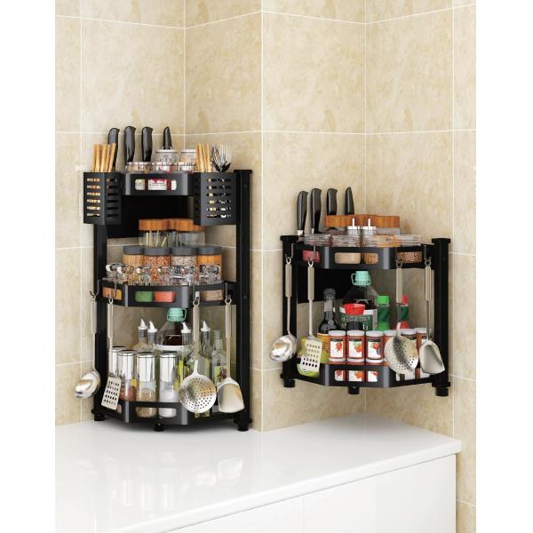 SS201 Kitchen Corner Shelf 3 Tier Spice Rack Organizer Bathroom Storage Space Saving