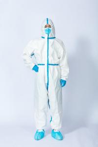 Buy cheap Chemical Disposable Microporous Coverall Protective Hooded product