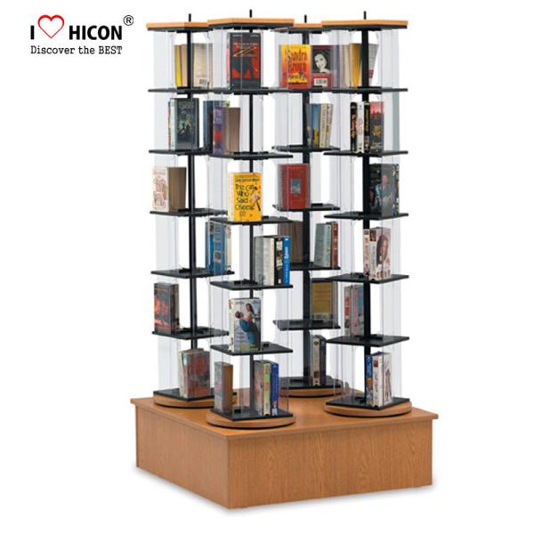 Rotating Book Display Stand Metal Wire Pockets CD Flooring Display Stand