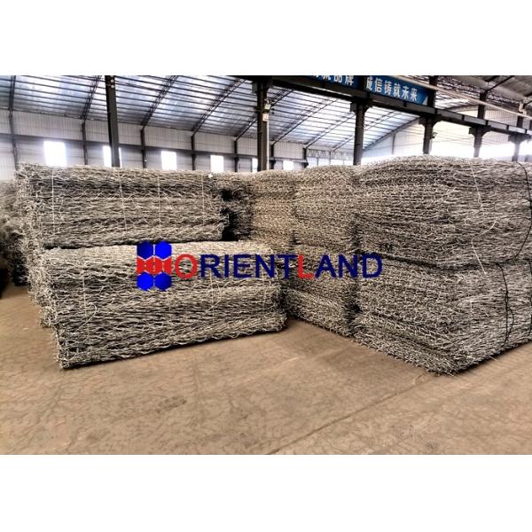 Zinc Al Alloy 80*100mm Woven Mesh Gabion Wire Baskets For River Control