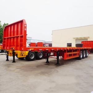 Buy cheap CIMC Tri Axle 20/40 Ft Semi Flatbed Trailer with Front Wall for Sale | CIMC Trailer for Sale product