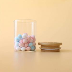 Buy cheap 3oz Wood Suction Lid Borosilicate Glass Jar Canister For Storage Display product